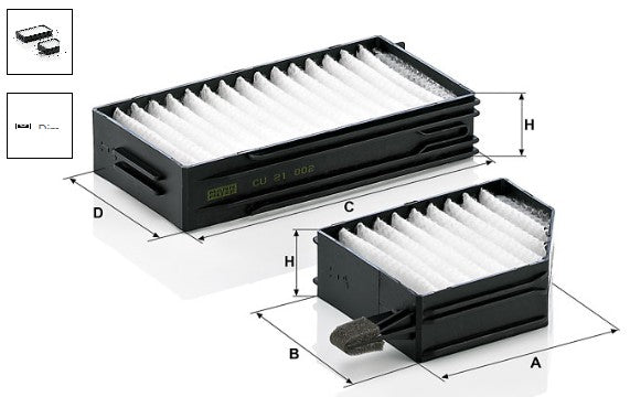 CU 21 002-2 cabin air filter element