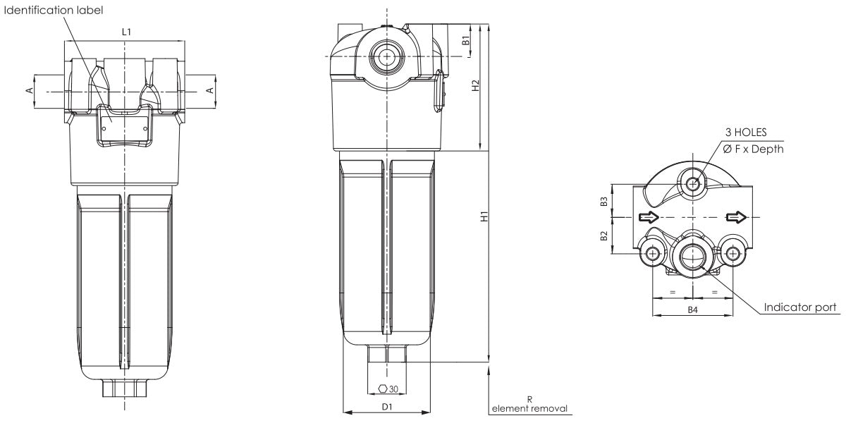 F100XD040G25ABB30S000 in-line filter (pressure line)