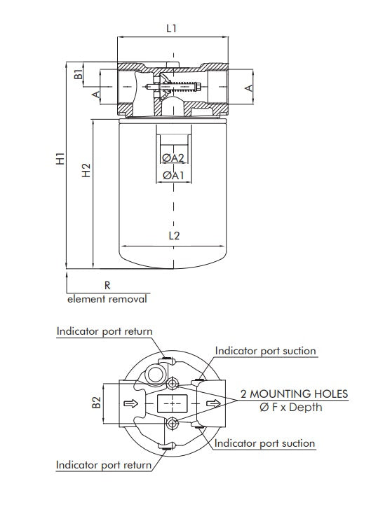 FA121C25BB6S00 in-line filter (suction filter)