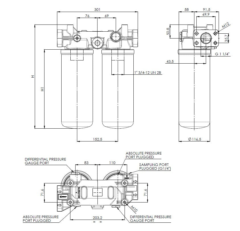 FAPA421000BB6B6F7MDZ000S0 in-line filter housing (pressure line)