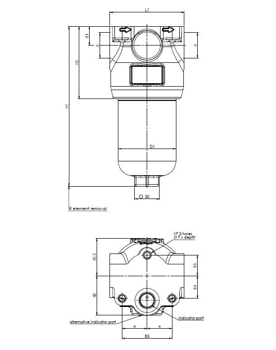 FH320D120000BB3DS000S0 in-line filter housing (pressure line)