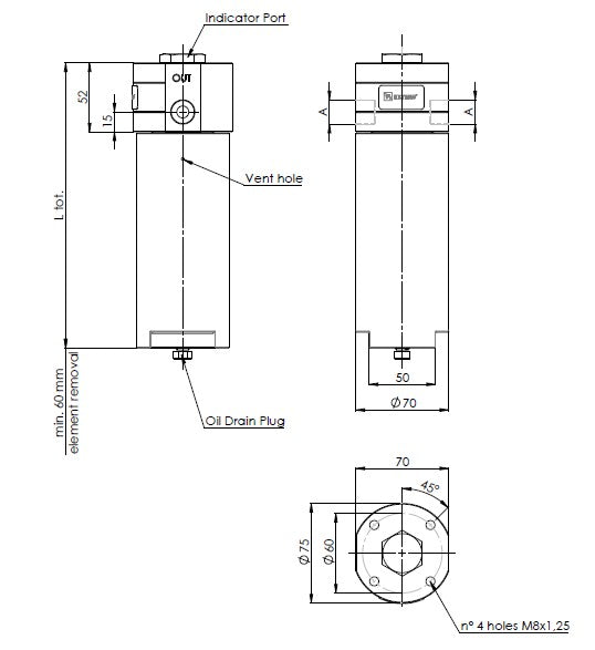 FH700D102000B0NF3DS000S0 in-line filter housing (pressure line)