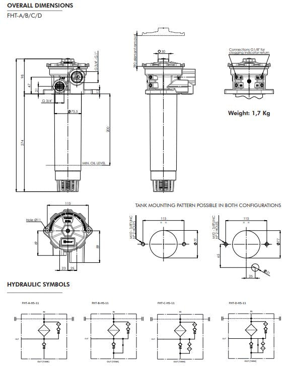 FHTCH511000B0B5B41000S1 in-line filter housing
