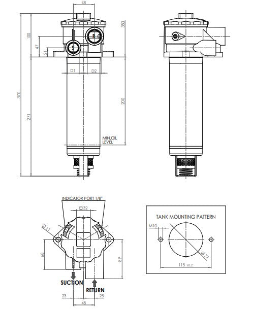 FHTH311000BBB5B4CT000 in-line filter housing