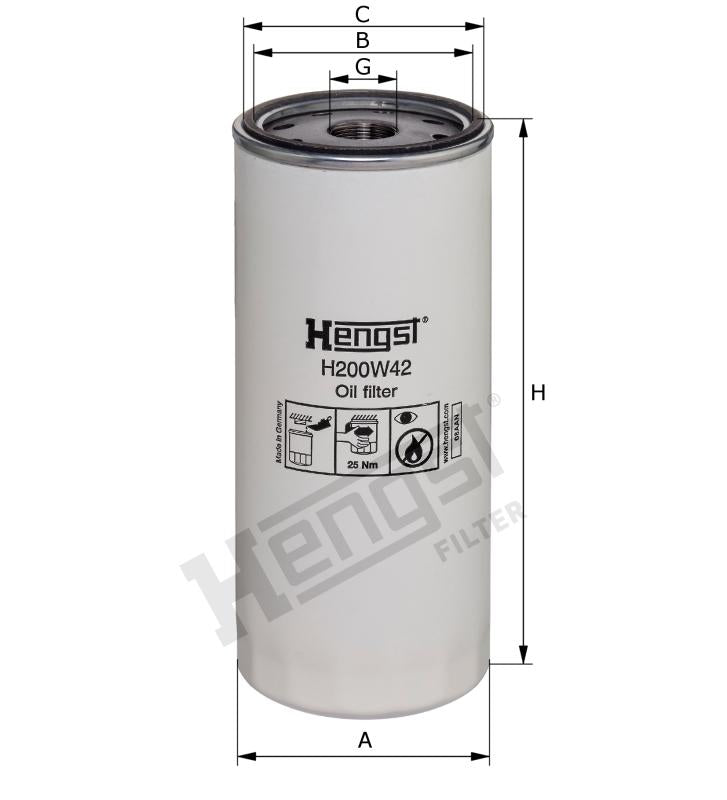H200W42 oil filter spin-on