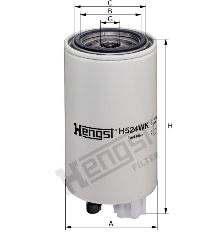 H524WK D385 fuel filter spin-on