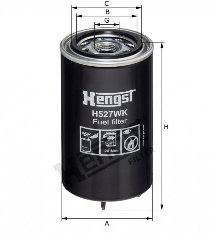 H527WK D630 fuel filter spin-on