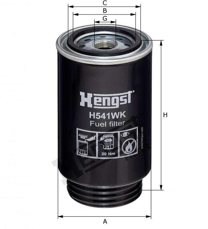 H541WK D540 fuel filter spin-on