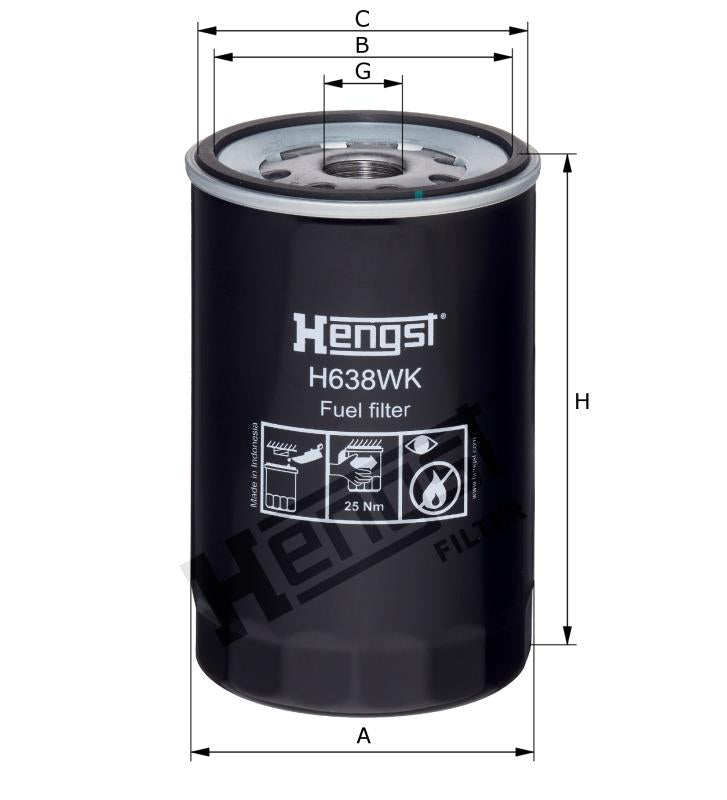 H638WK01 fuel filter spin-on