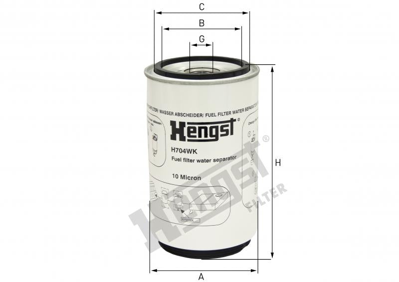 H704WK fuel filter spin-on