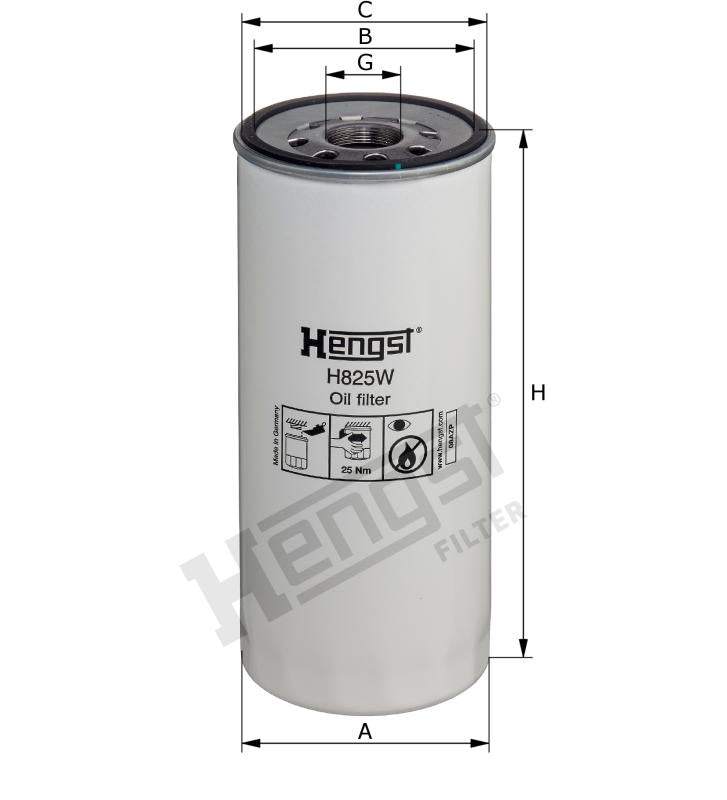 H825W oil filter spin-on