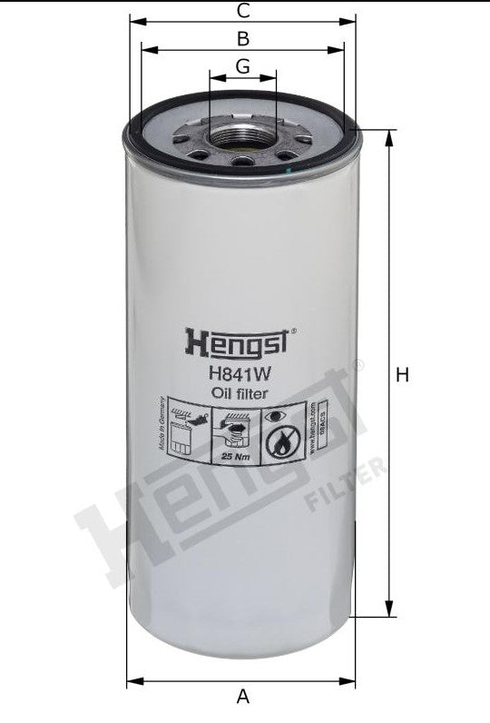 H841W oil filter spin-on