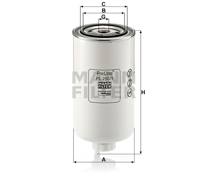 PL 250/1 fuel filter spin-on (prefilter)