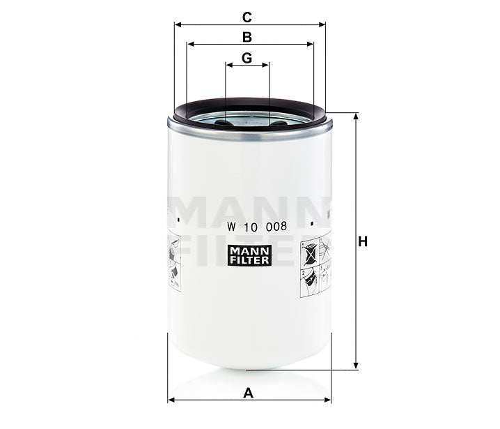W 10 008 hydraulic filter spin-on