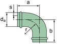 39 000 25 9711 pipe elbow 90°, (sheet metal)