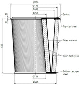 EIT-130-63875 filter cartridge  550/465 x 605mm,16,7m²