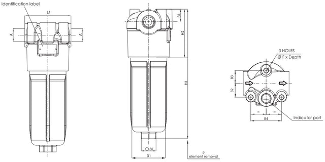 F100XD040T25ABB30S000 Inline medium pressure filter