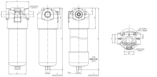 F280D141G10ABB60S000 Inline medium pressure filter