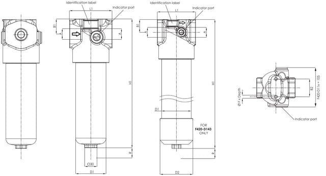 F420D111000BB4DT000 in-line filter housing (press. line)