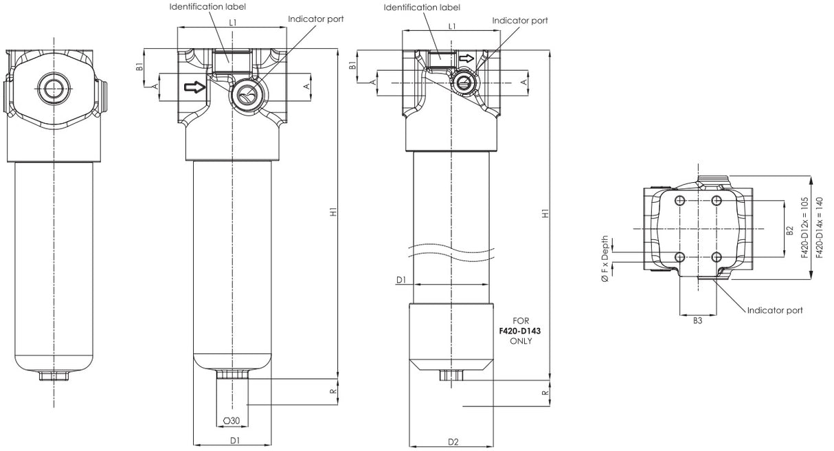 F420D121G10ABB5DWE05 Inline high pressure filter