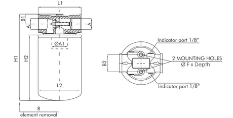 FA110C10BB4S00 in-line filter (suction side)