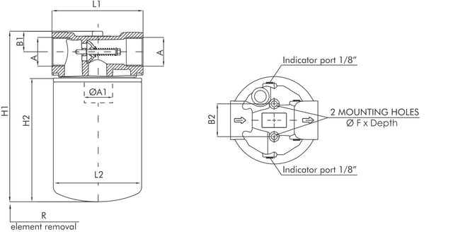 FA120T60BB6R00 Inline spin-on filter