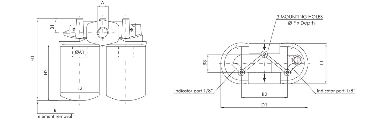 FA140T125BB7SS1 in-line filter (suction side)