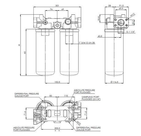 FAPA422000BB6B6F7MDZ000S0 in-line filter housing (pressure line)