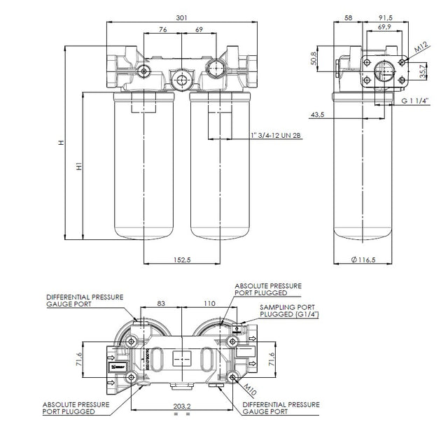 FAPA422000BB6B6F7MDZ000S0 in-line filter housing (pressure line)