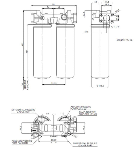 FAPA522000V0AB2B6F7M0Z000S0 in-line filter housing (pressure line)