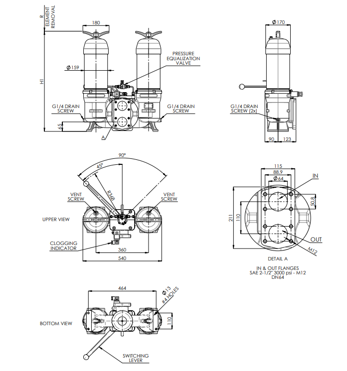 FDD040XD630000BF9M0S000S0 in-line filter housing (pressure line)