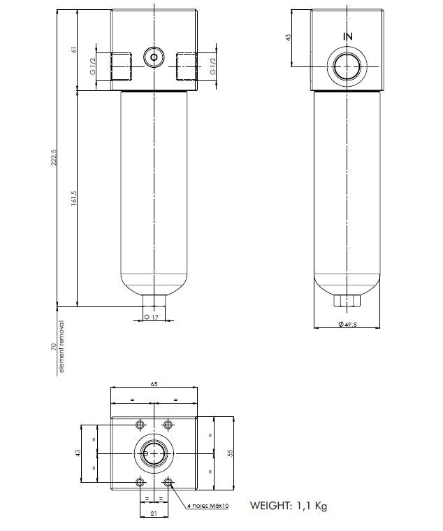 FH250D108000BBB3DS000A0 in-line filter housing (pressure line)