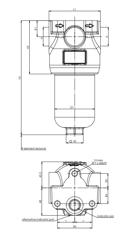 FH420XD040000BB4D0S000S0 in-line filter housing (pressure line)