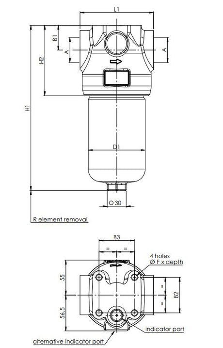 FH420XD400000BB7D0S000S0 in-line filter housing (pressure line)