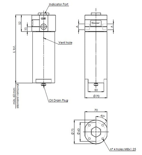 FH700D102000B0NF3DS000S0 in-line filter housing (pressure line)