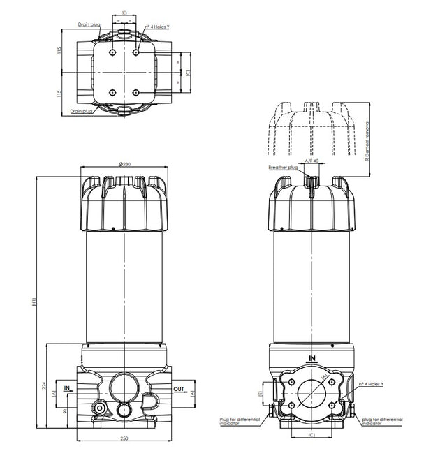 FLRRHR1300000B00F10MA2000A0 in-line filter housing (pressure line)