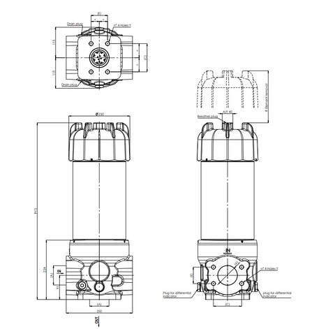 FLRRHR2600000B00F12MB2000A0 in-line filter housing (pressure line)