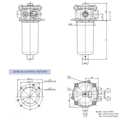 FRMR145G10CBB6B4B50D000 Tank top return filter FRM series