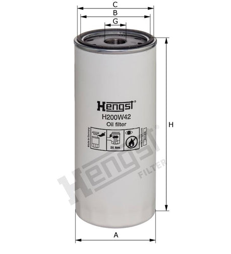 H200W42 oil filter spin-on