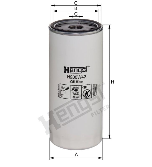 H200W42 oil filter spin-on