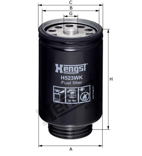 H523WK D539 fuel filter spin-on