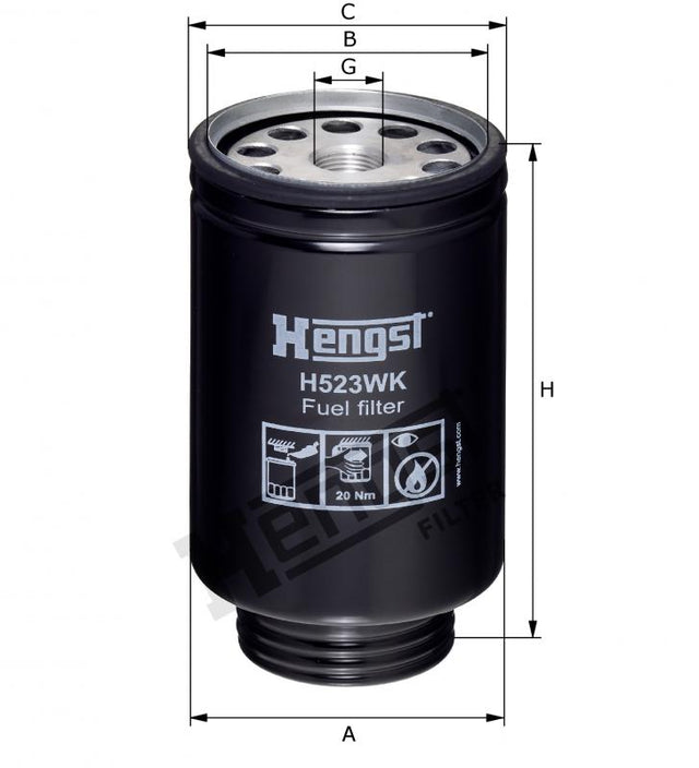 H523WK D539 fuel filter spin-on