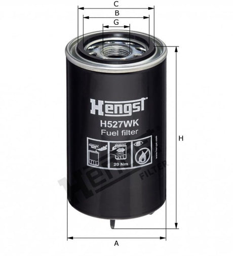 H527WK D630 fuel filter spin-on