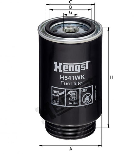 H541WK D540 fuel filter spin-on