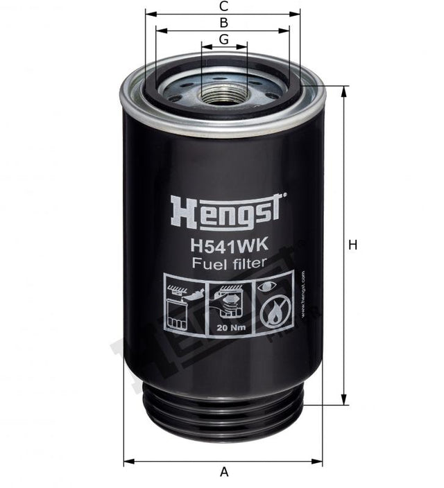 H541WK D540 fuel filter spin-on