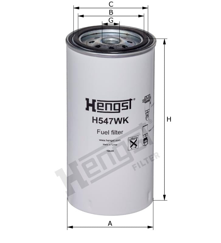 H547WK D424 fuel filter spin-on