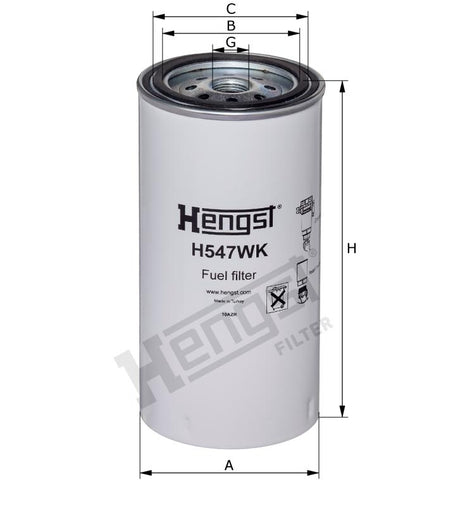 H547WK D424 fuel filter spin-on