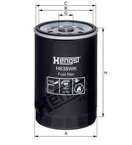 H638WK01 fuel filter spin-on
