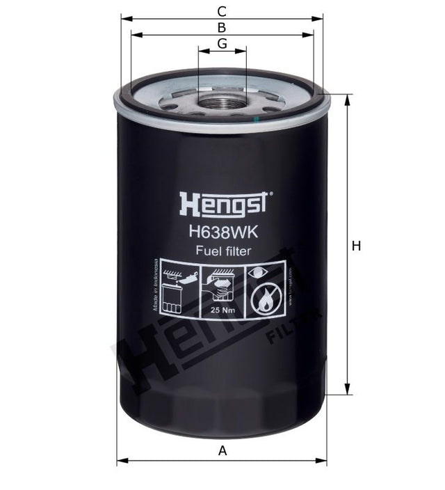 H638WK01 fuel filter spin-on