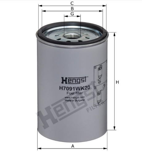 H7091WK20 D677 fuel filter spin-on